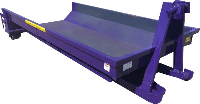 Concrete washout roll-off dumpster with reinforced sides and easy access, used for safe and compliant disposal of concrete washout and slurry.