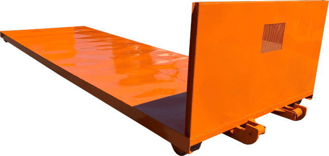 Orange Flatbed Roll Off