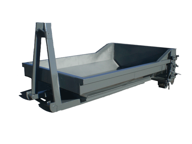 Heavy-duty concrete washout roll-off dumpster with high walls and secure containment features, designed for managing construction site concrete waste.